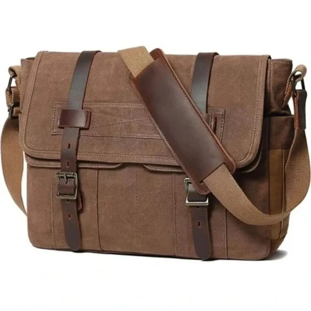 New Leather / Canvas Laptop Computer Bag Briefcase